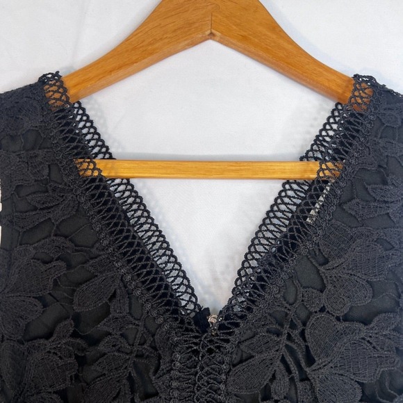 Francescas Vneck Sleeveless Lace Fit & Flare Blouse Dressy Cocktail Size Small - Picture 3 of 11